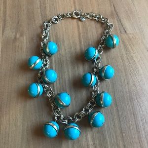 J Crew turquoise teal chunky statement necklace